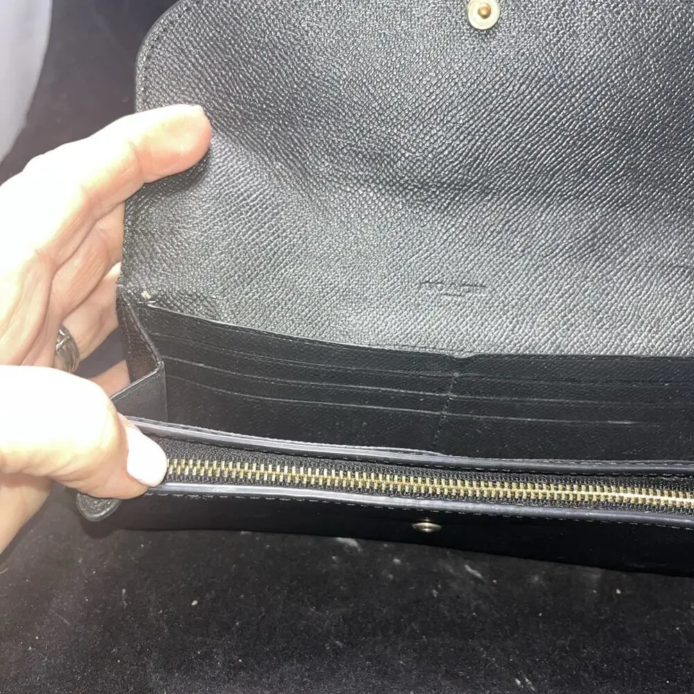 Coach Women's Black Pebbled Leather Soft Trifold Wallet F54008 - Picture 4 of 7